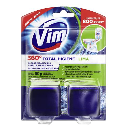 BLOQUE DE MOCHILA PARA INODORO VIM TOTAL HIGIENE LIMA 100 GR paquete