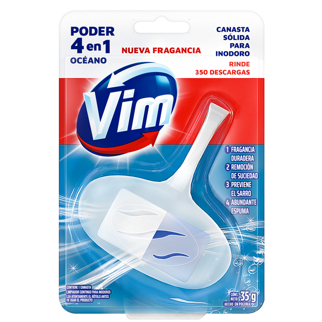 CANASTA SÓLIDA PARA INODORO VIM 4 EN 1 OCÉANO 35 GR paquete
